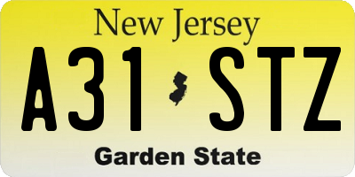 NJ license plate A31STZ