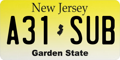 NJ license plate A31SUB