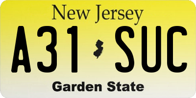 NJ license plate A31SUC