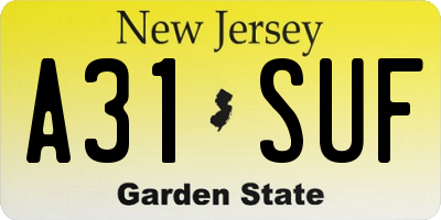 NJ license plate A31SUF