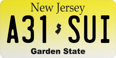 NJ license plate A31SUI