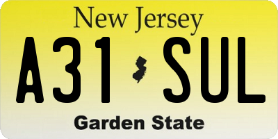 NJ license plate A31SUL