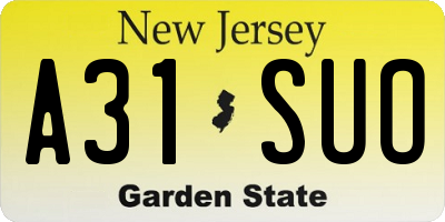 NJ license plate A31SUO