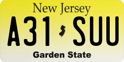 NJ license plate A31SUU