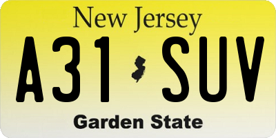 NJ license plate A31SUV
