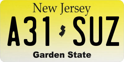 NJ license plate A31SUZ