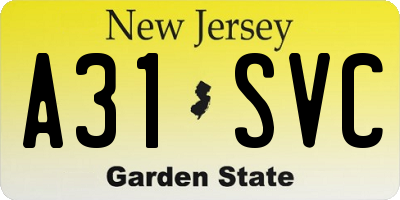 NJ license plate A31SVC