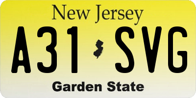 NJ license plate A31SVG