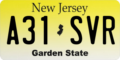 NJ license plate A31SVR
