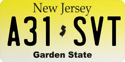 NJ license plate A31SVT