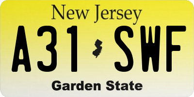 NJ license plate A31SWF