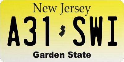NJ license plate A31SWI