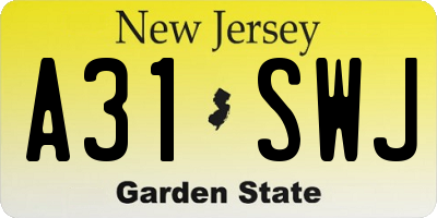 NJ license plate A31SWJ