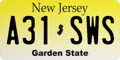 NJ license plate A31SWS