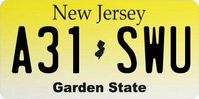 NJ license plate A31SWU