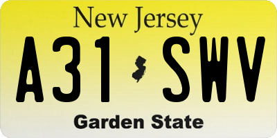 NJ license plate A31SWV