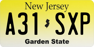 NJ license plate A31SXP