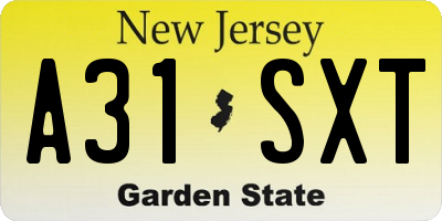 NJ license plate A31SXT