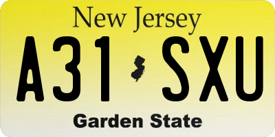 NJ license plate A31SXU
