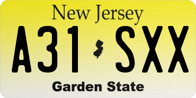 NJ license plate A31SXX