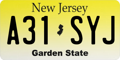 NJ license plate A31SYJ