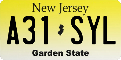 NJ license plate A31SYL