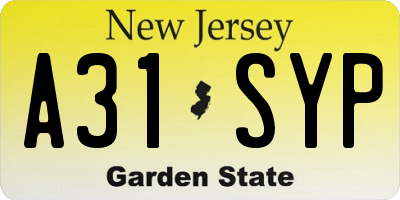NJ license plate A31SYP