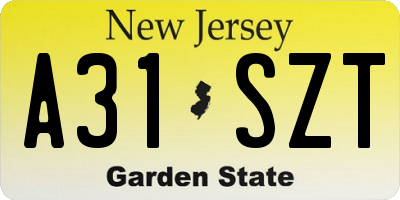 NJ license plate A31SZT