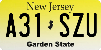 NJ license plate A31SZU