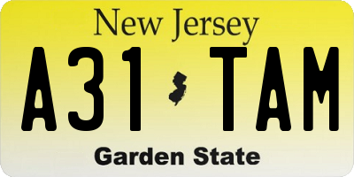 NJ license plate A31TAM