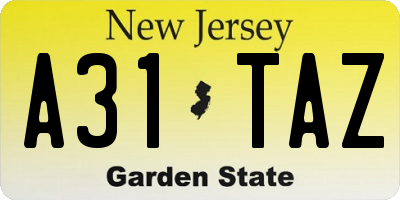 NJ license plate A31TAZ