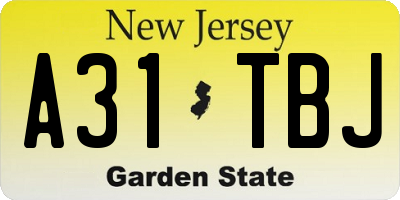 NJ license plate A31TBJ