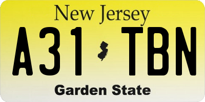 NJ license plate A31TBN