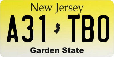 NJ license plate A31TBO