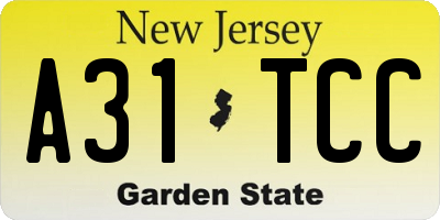 NJ license plate A31TCC