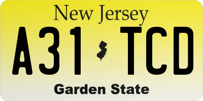 NJ license plate A31TCD