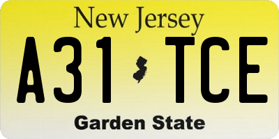 NJ license plate A31TCE
