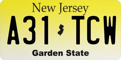 NJ license plate A31TCW