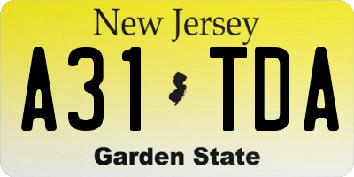 NJ license plate A31TDA