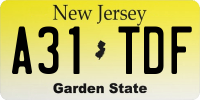 NJ license plate A31TDF