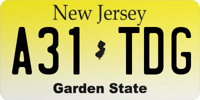 NJ license plate A31TDG