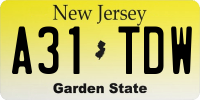 NJ license plate A31TDW