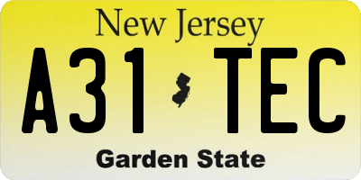 NJ license plate A31TEC