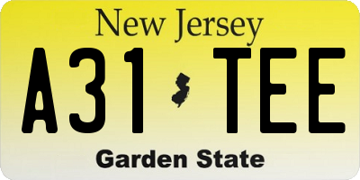 NJ license plate A31TEE