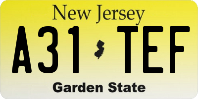 NJ license plate A31TEF