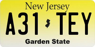 NJ license plate A31TEY