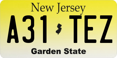 NJ license plate A31TEZ