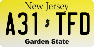 NJ license plate A31TFD