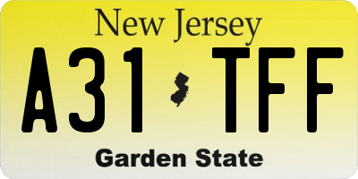 NJ license plate A31TFF