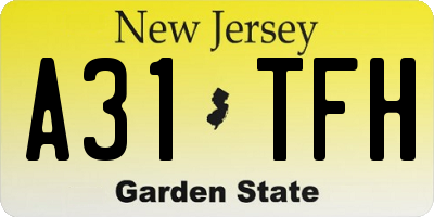 NJ license plate A31TFH